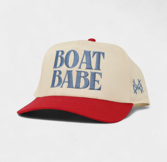 Boat Babe Trucker Hat Retro Red