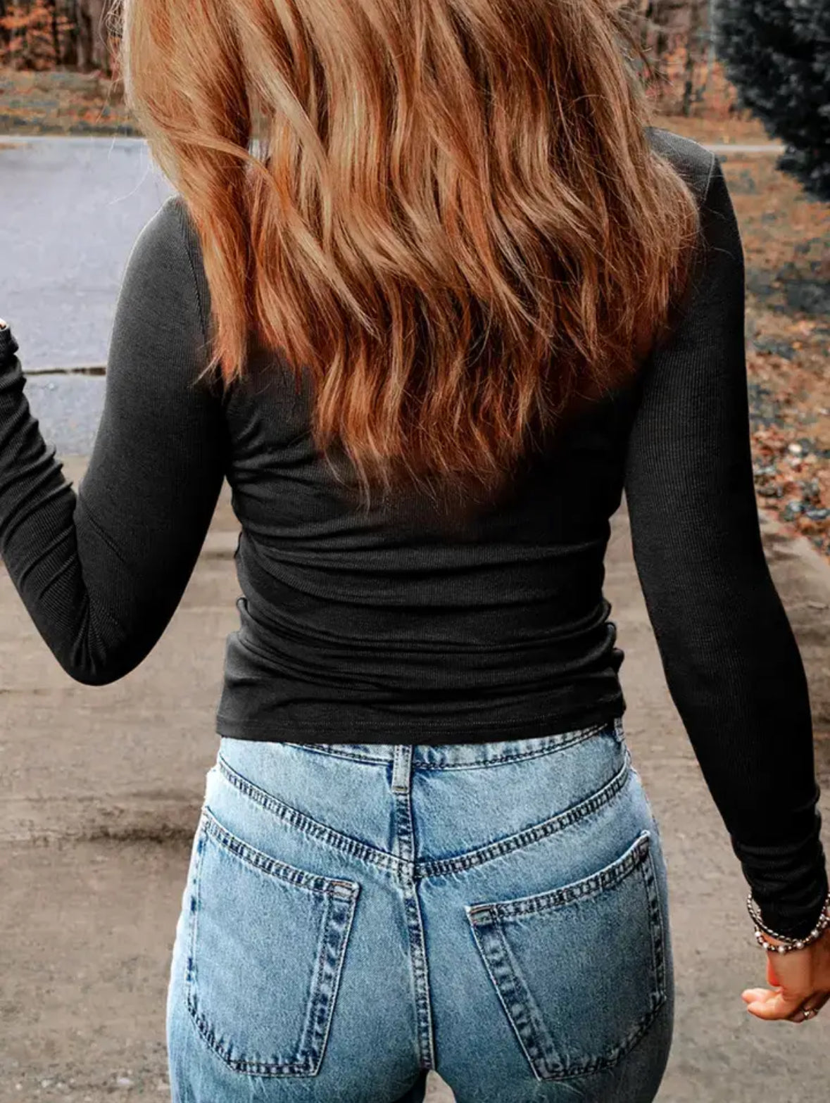 Date Night Ribbed Peakaboo Midnight Top RTS!