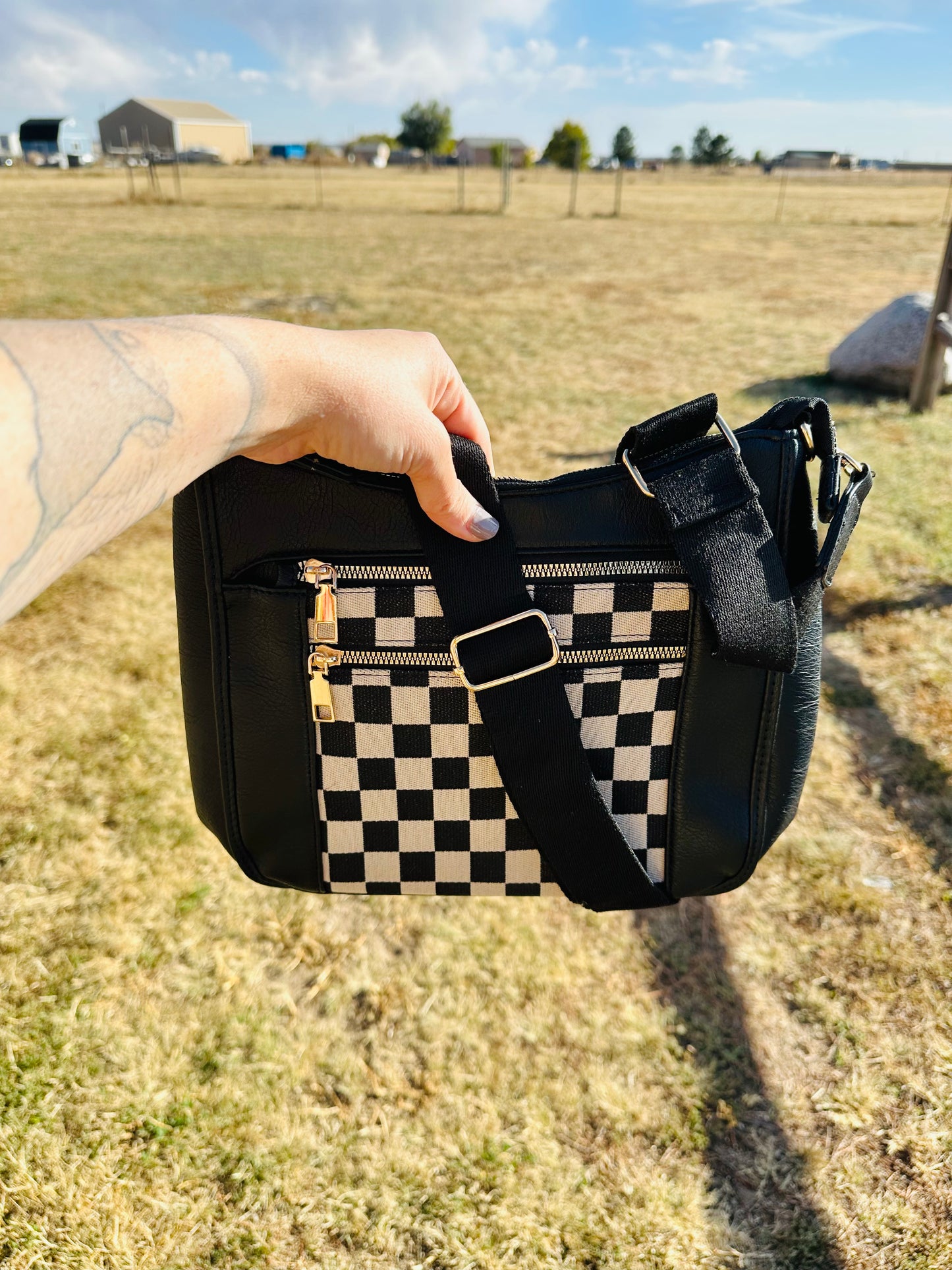 Checkered Crossbody Purse RTS