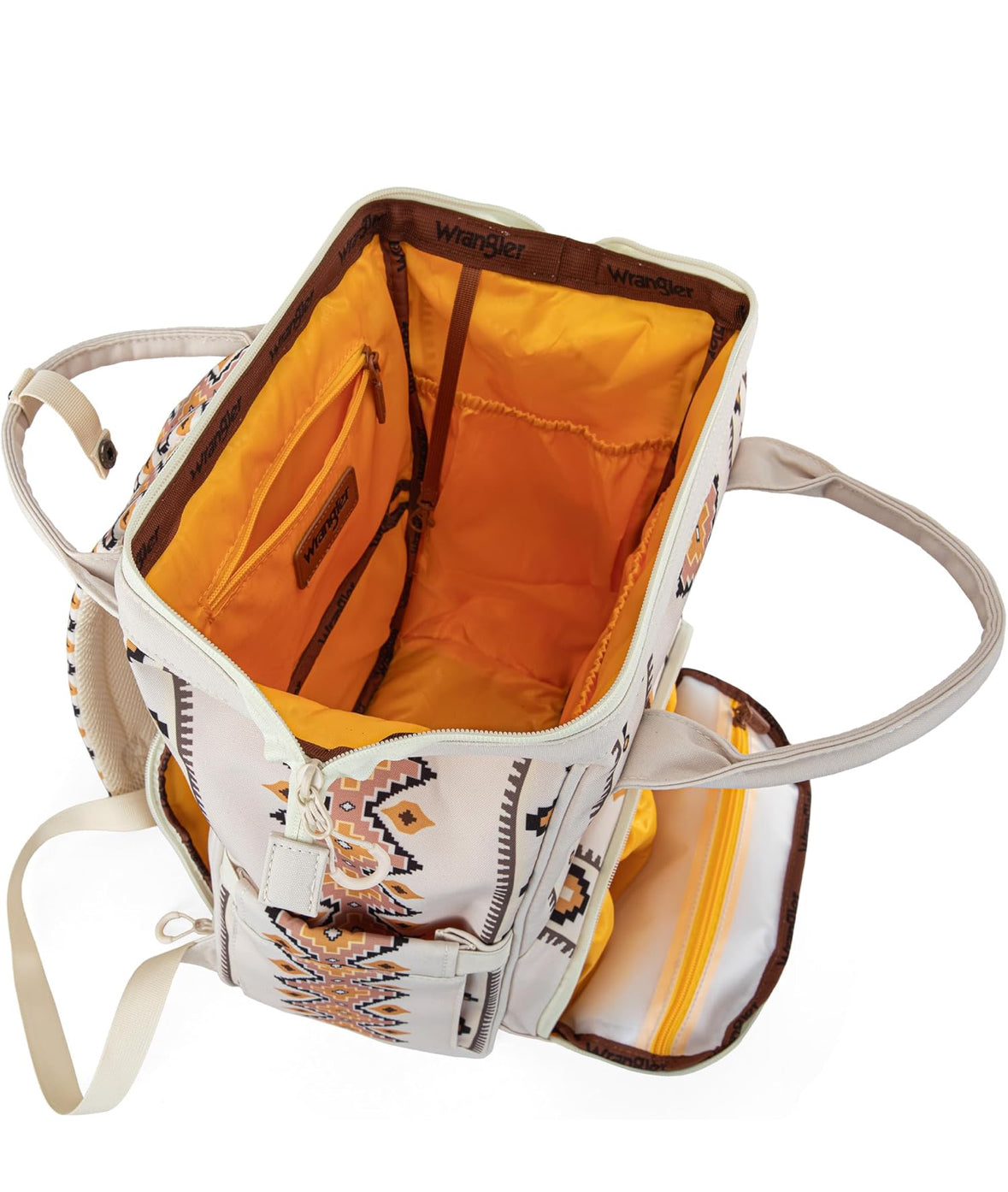 Aztec Cream Wrangler Bag / Diaper Bag - Yellow Interior