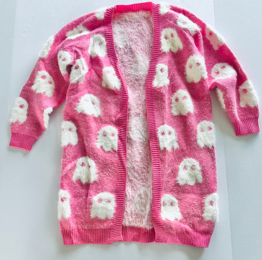 Kid's Spooky Ghost Luxury Fuzzy Knitted Cardigans