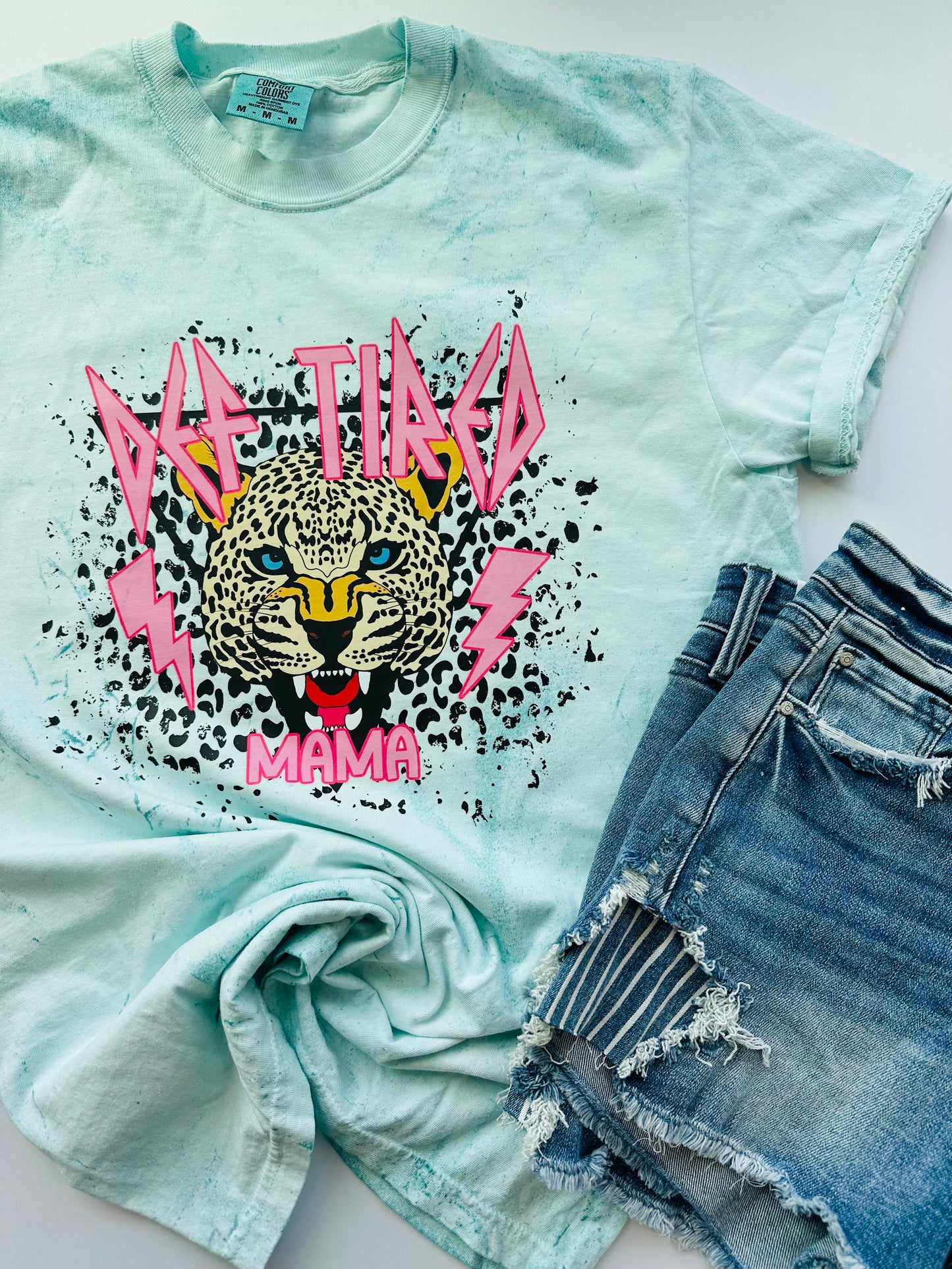 Def Tired Leopard Mama on Colorblast Comfort Color