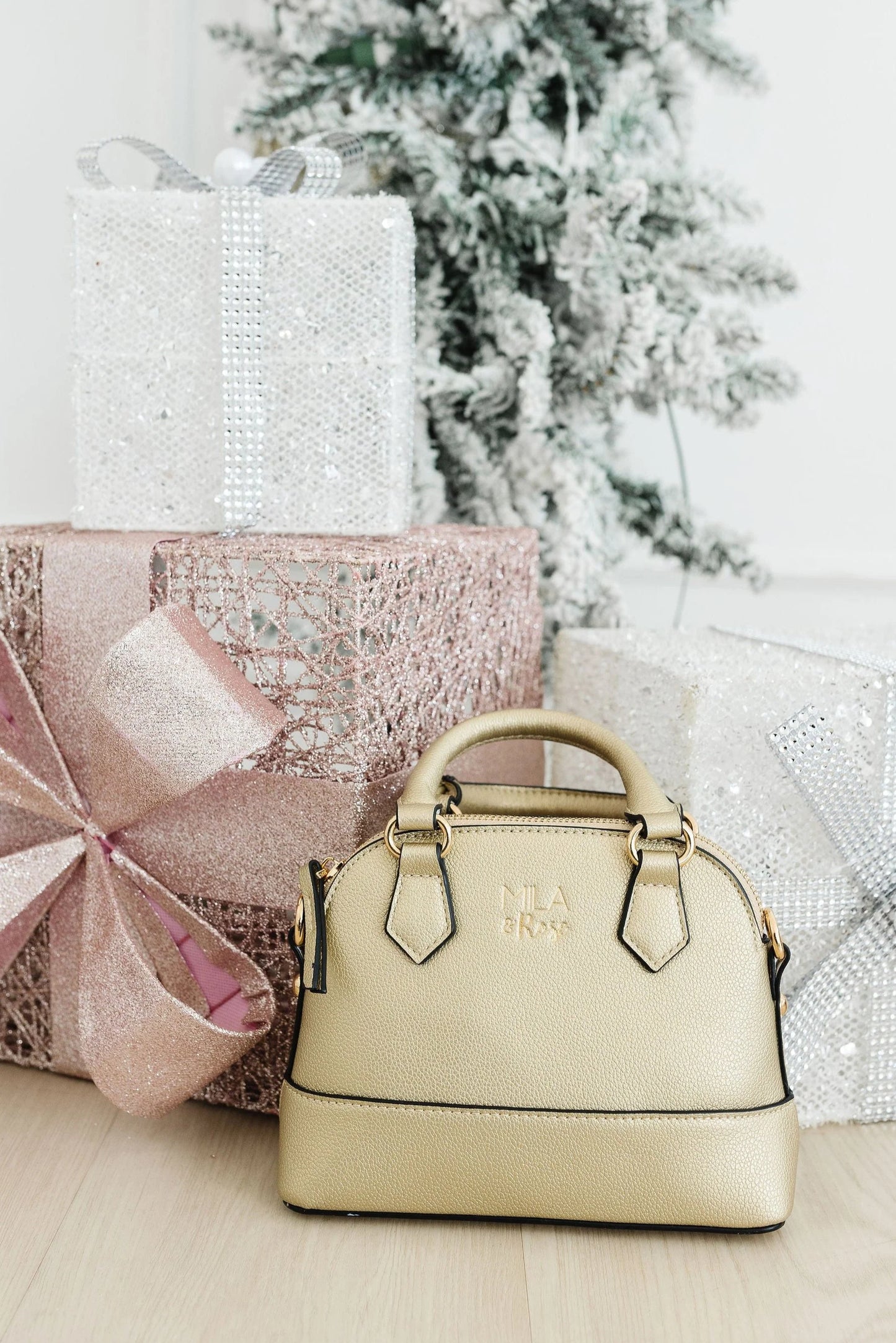 Girls Mini Gold Metallic Crossbody Purse