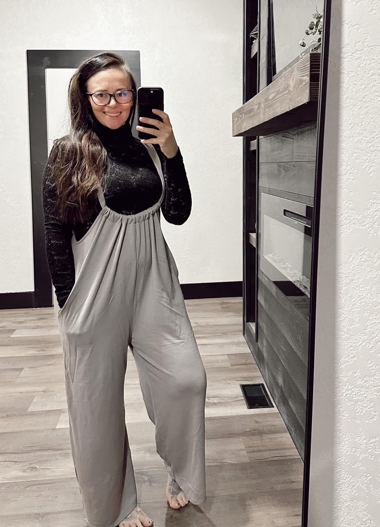 Wide Leg Suspender Jumpsuit