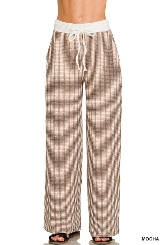 Airport Ribbed + Stripe Mocha Pants