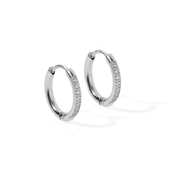Scarlett Hoop Huggie Silver 12mm CZ Earrings