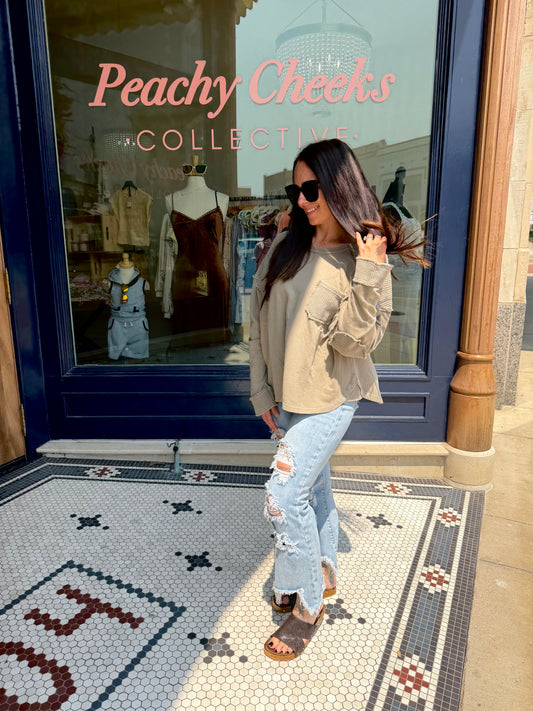 Madelyn Moto Stone Washed Terry Top