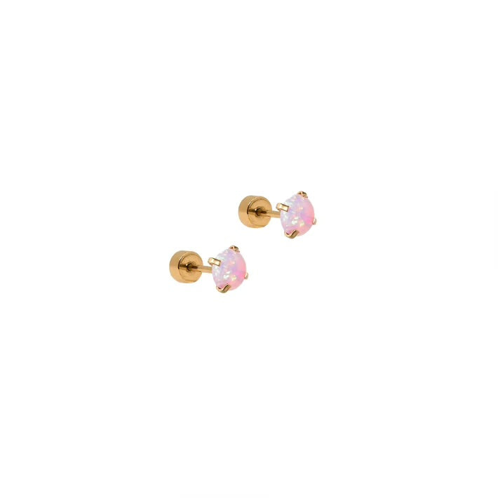 Venus Opal Lilac Gold Flatback Stud Earrings