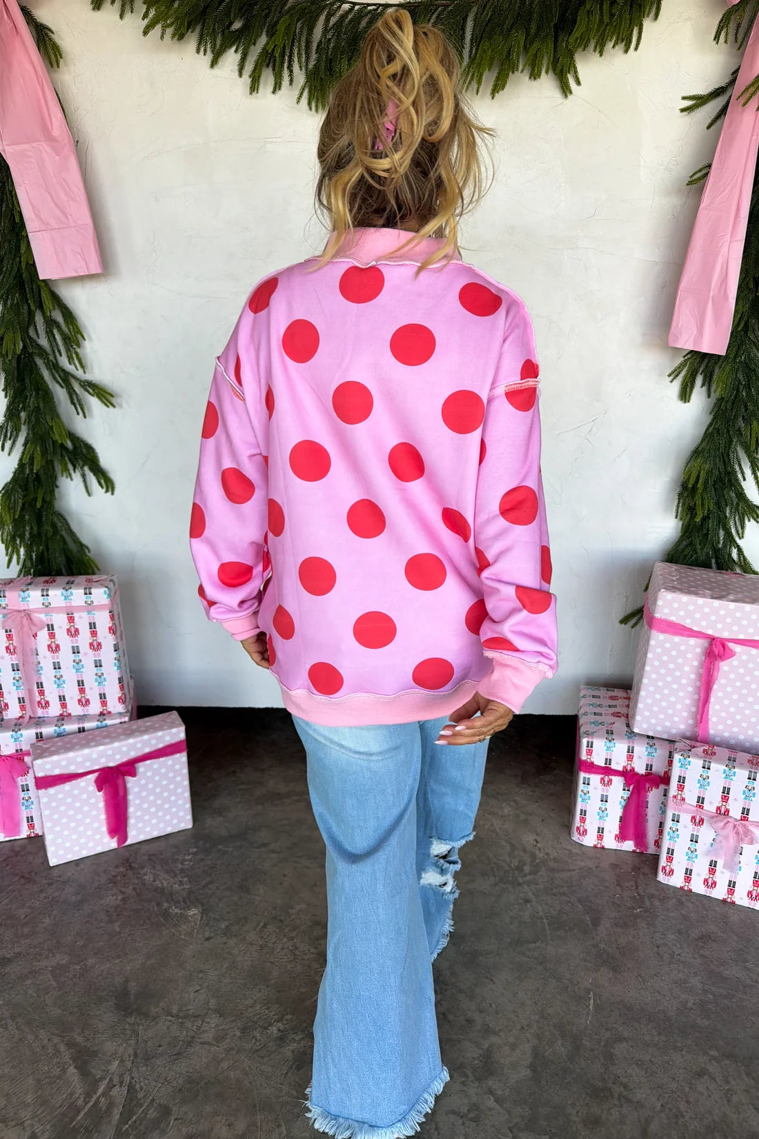 Pink Peace & Polka Mockneck PREO
