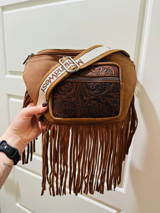 Halston Fringe Bum Bag - Camel