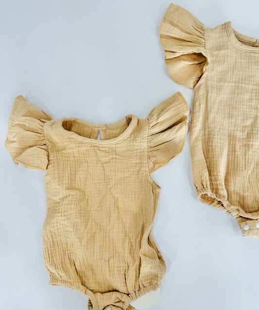 Muslin Ruffle Sleeve Onesie RTS