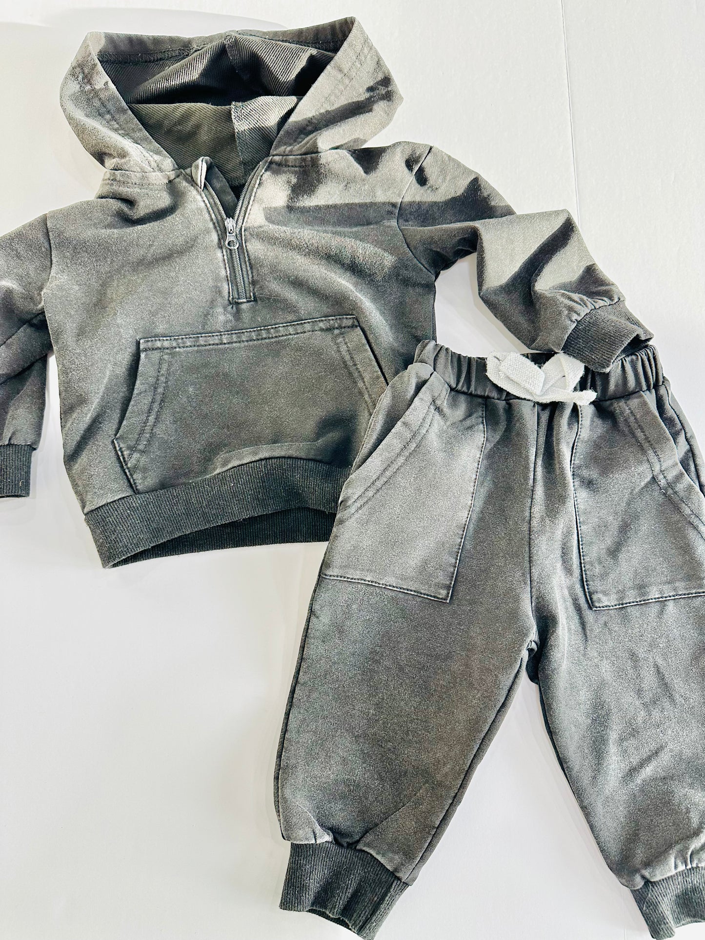 Acid Wash Hooded Jogger Set 3/6M