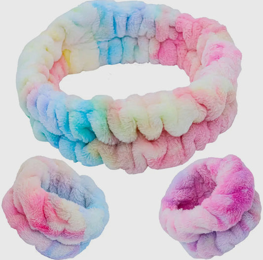 Face Washing Spa Headband + Wristband Set