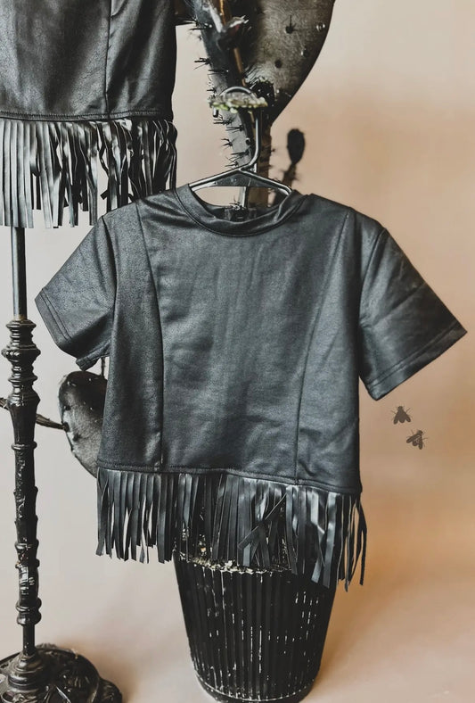 Fallon Fringe Black Top - Kids