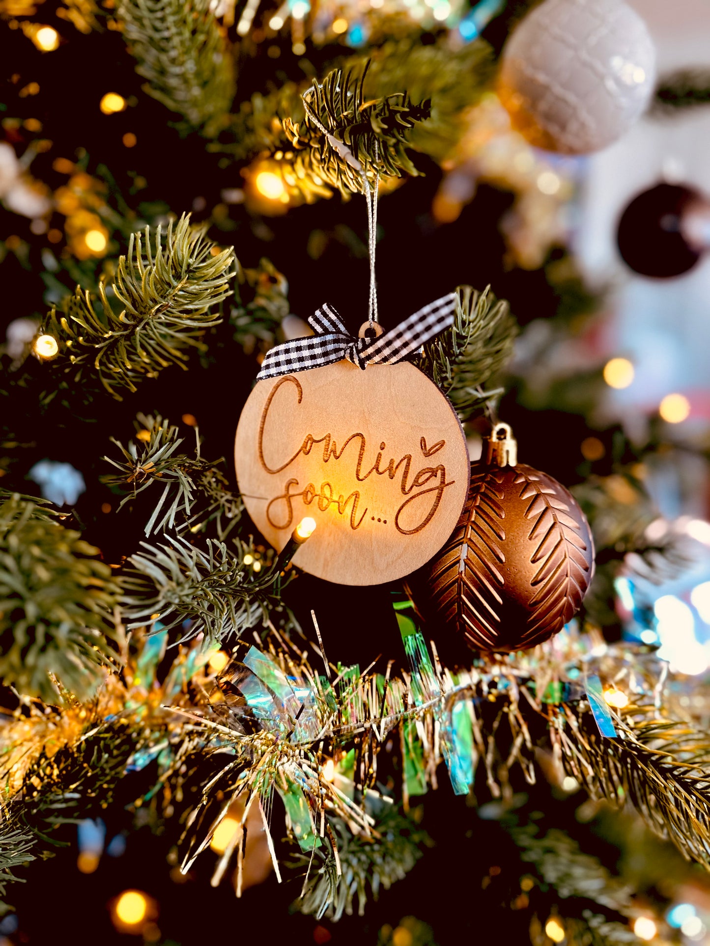 Wooden Christmas Ornament For Baby on the Way: Coming Soon.. RTS