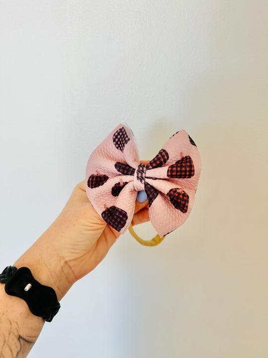 Checkered Pumpkins Bow on Nylon RTS