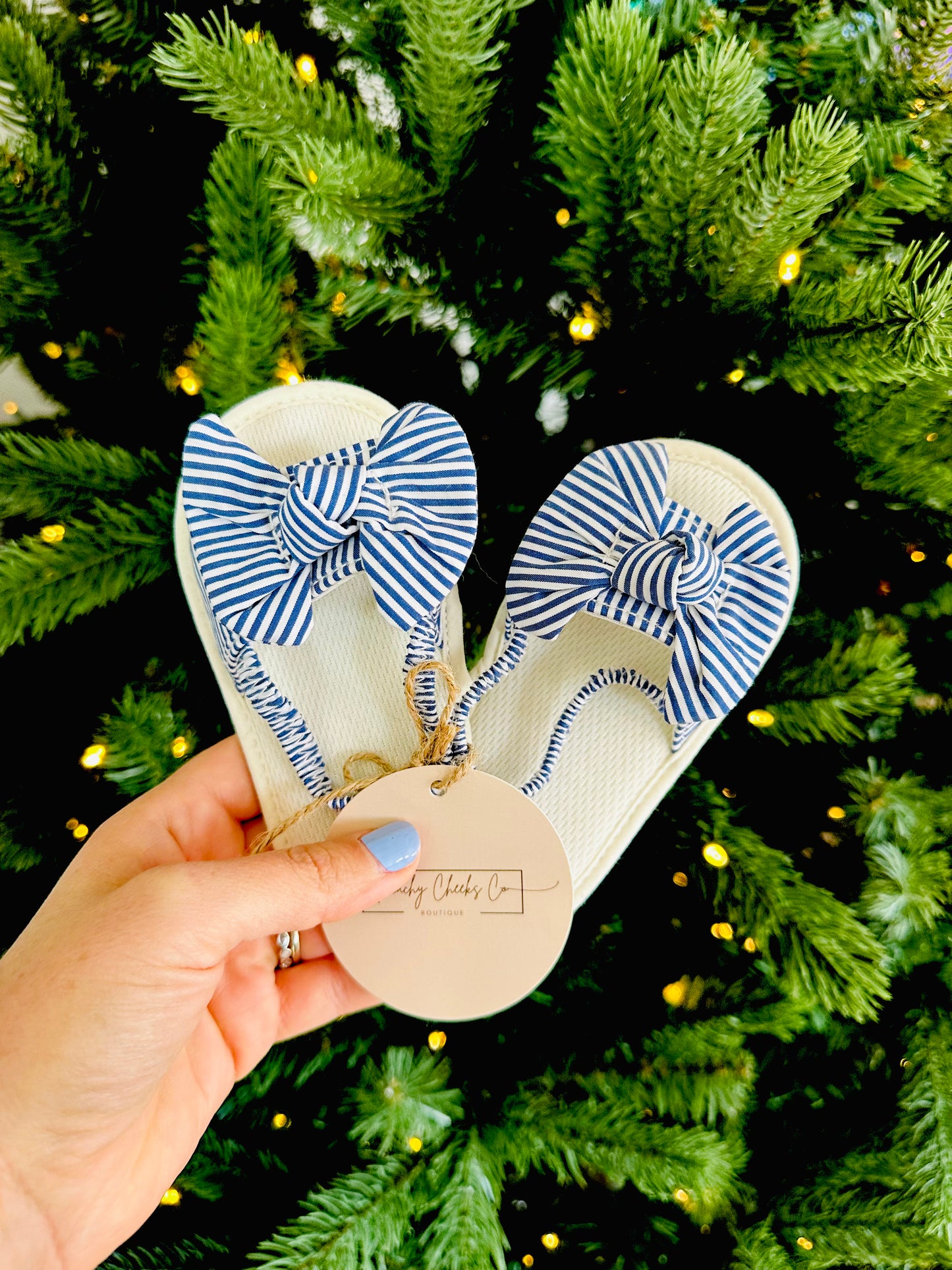 All American Baby Navy Striped Sandals RTS