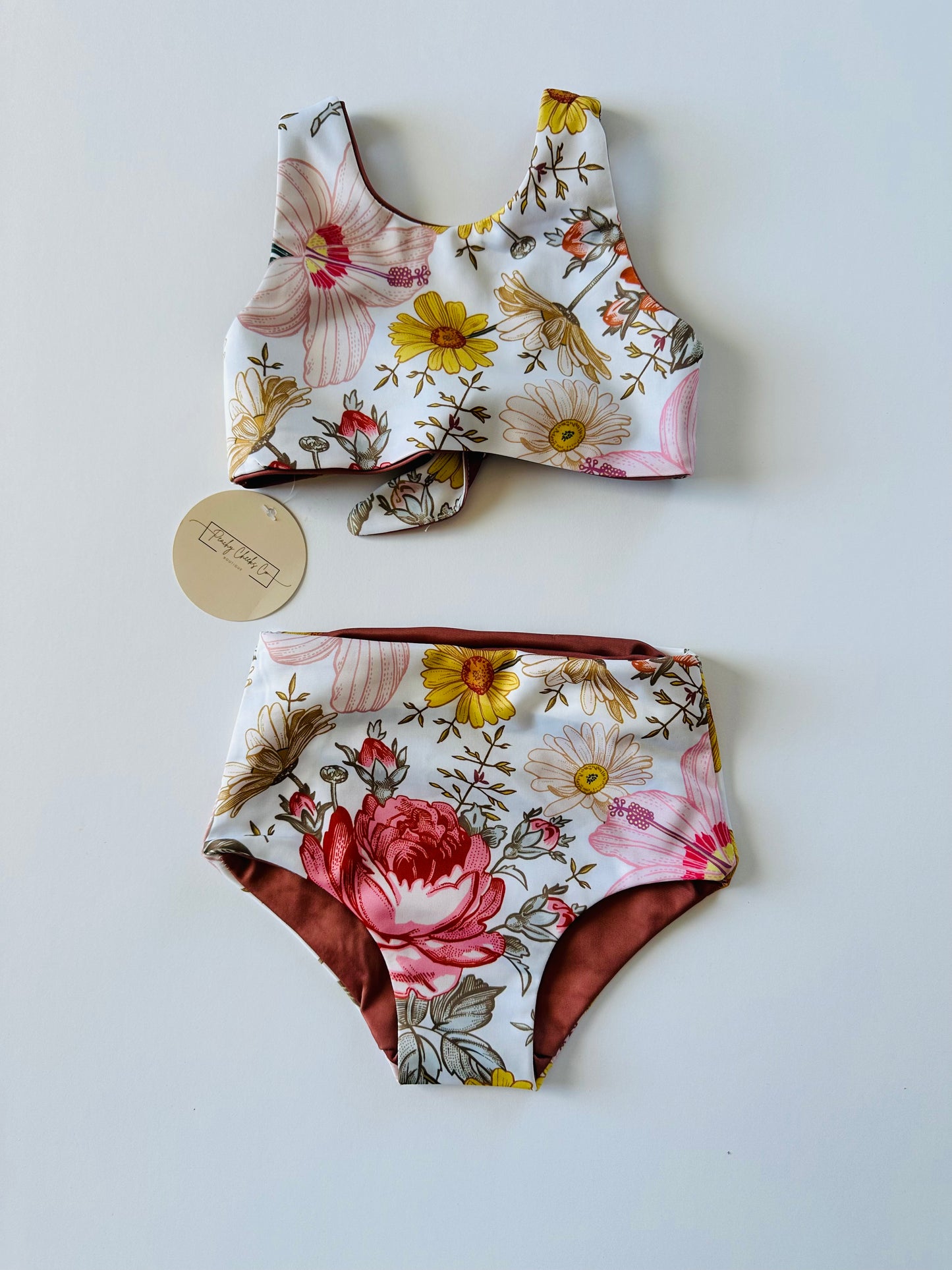 Luna 2 Piece Reversible Swimmie 12/18M Floral/Rust RTS