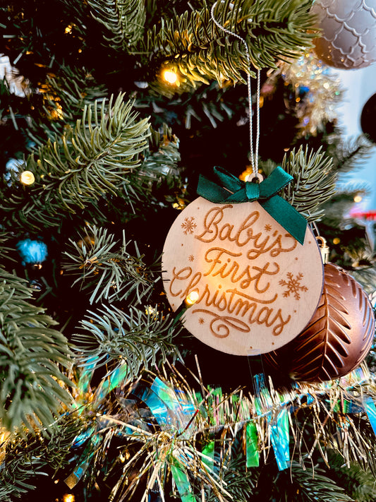 Baby’s First Christmas Ornament- Wooden RTS