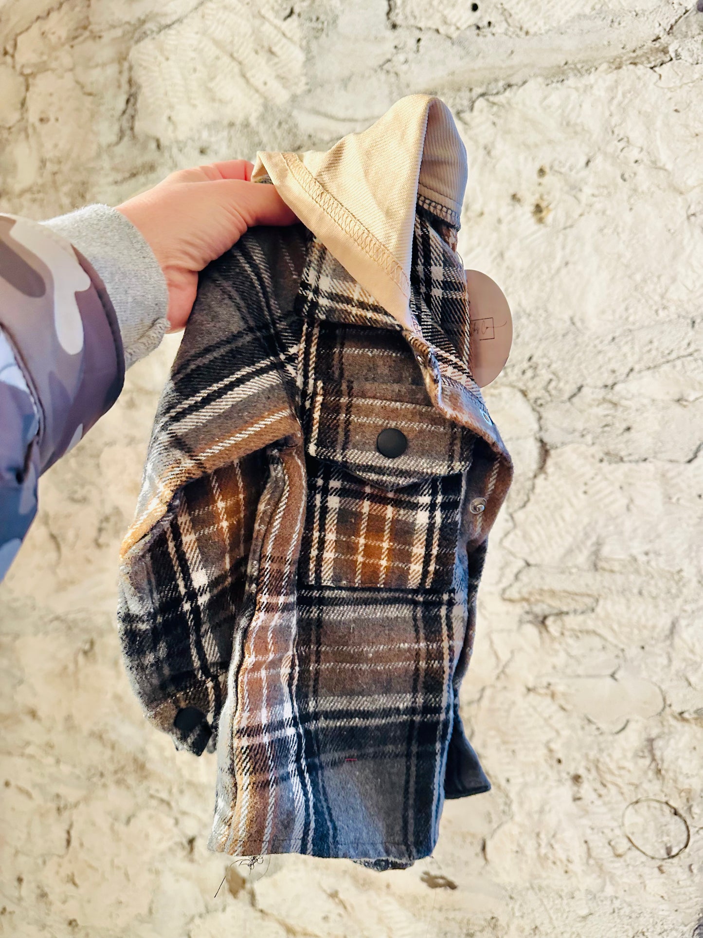 Hooded Plaid Mustard Flannel Espresso Hood