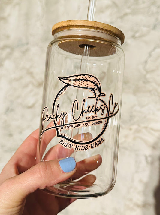 16 oz Peachy Glass Tumbler RTS
