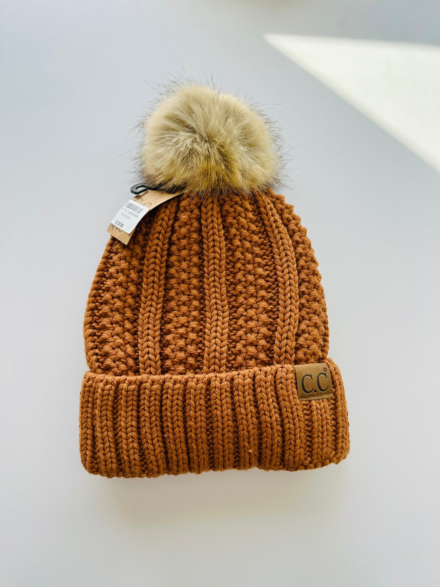 C.C. Rust Knitted Pom Pom Beanie