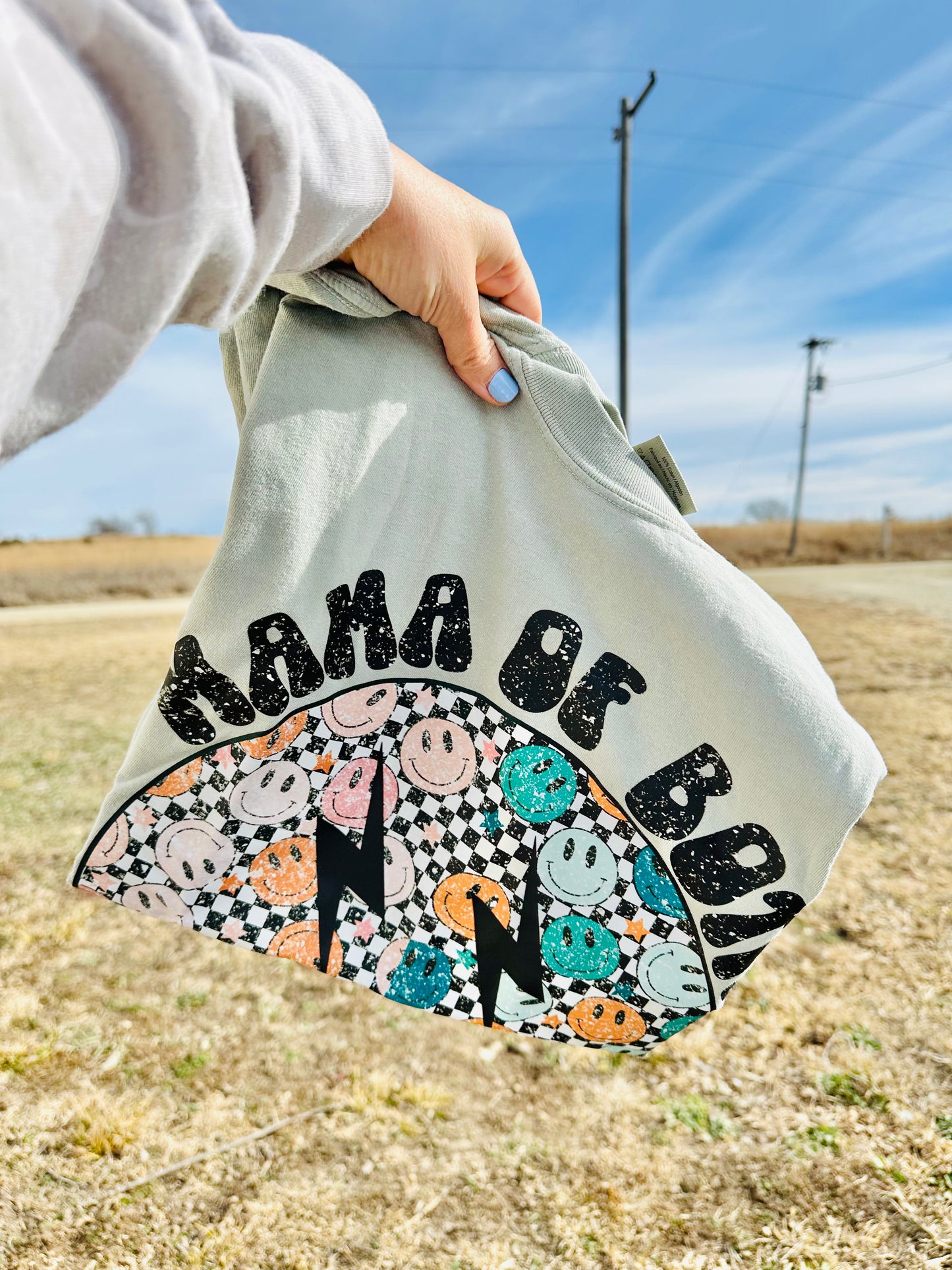 Mama Of Both Smiley Tee RTS