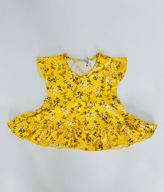 Mustard Floral Peplum 3/6M