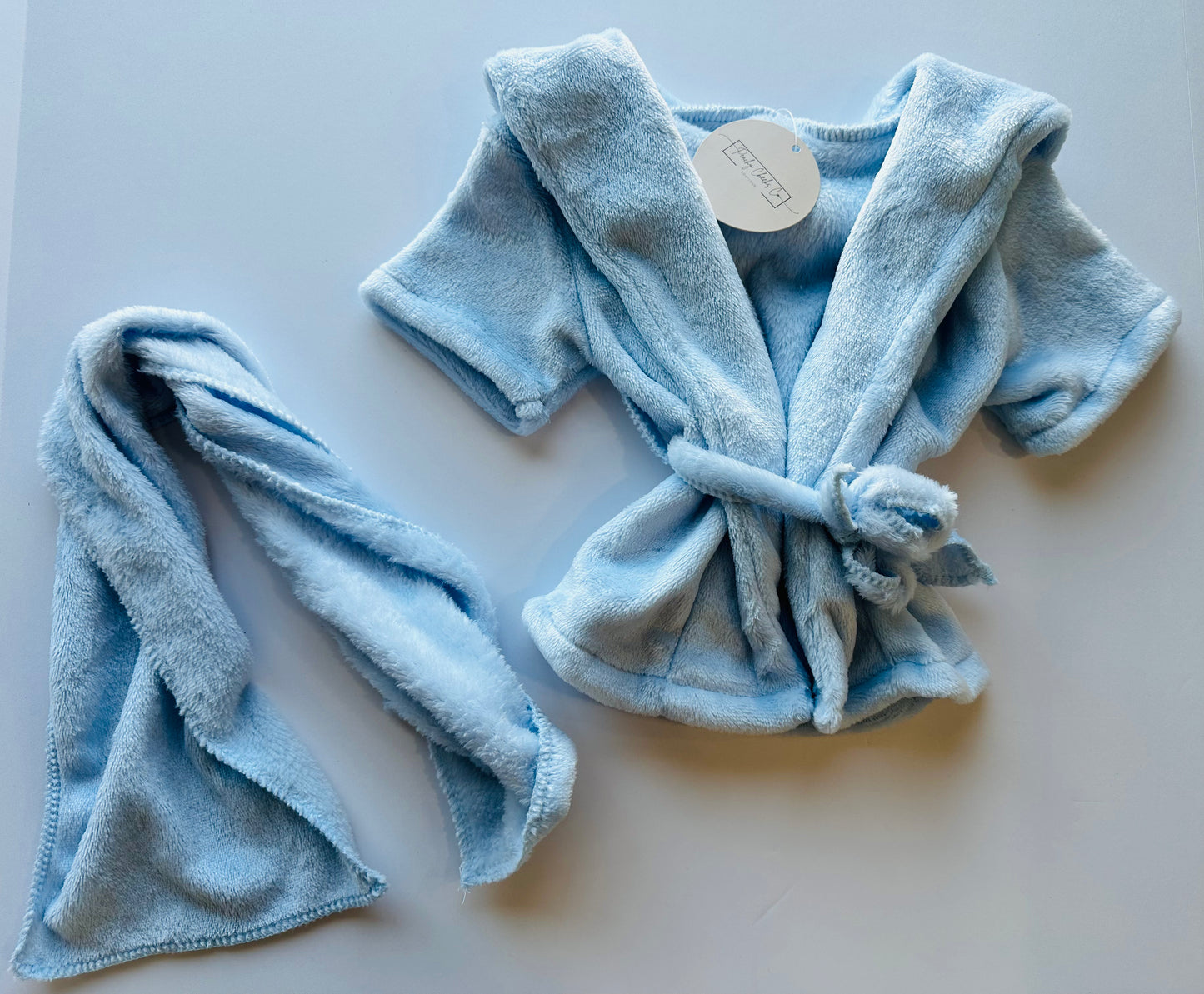 Plush Baby Blue Robe + Neck Towel 0/6M