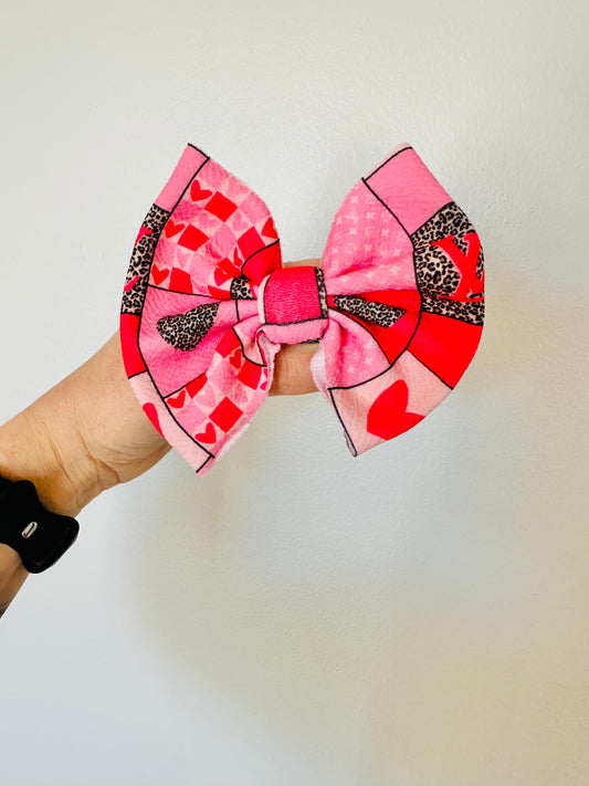 LV + Leopard + Hearts  Bow on Alligator Clip RTS
