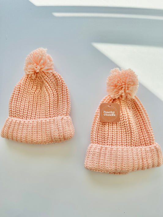 Peachy Knitted Pom Pom Beanie Girls