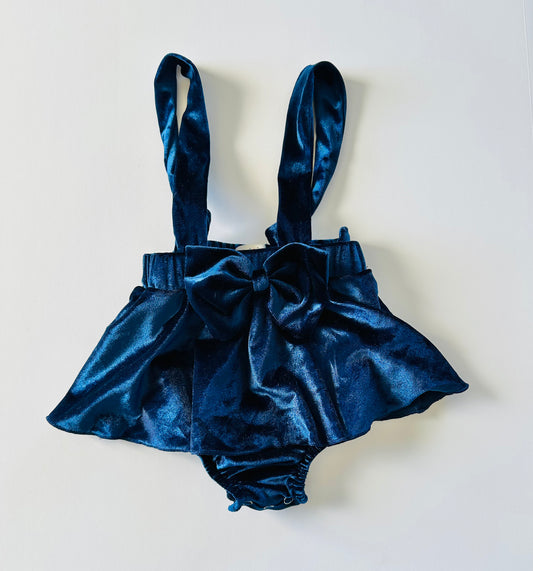 Vintage Blue Overall Skirt Onesie