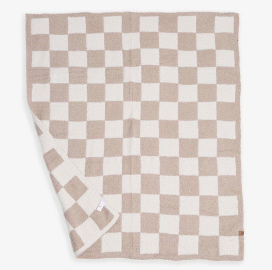 Kids Neutral Checkered Luxe Throw Blanket