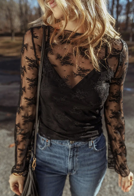 Midnight Lace Mesh Layering Top + Tank RTS
