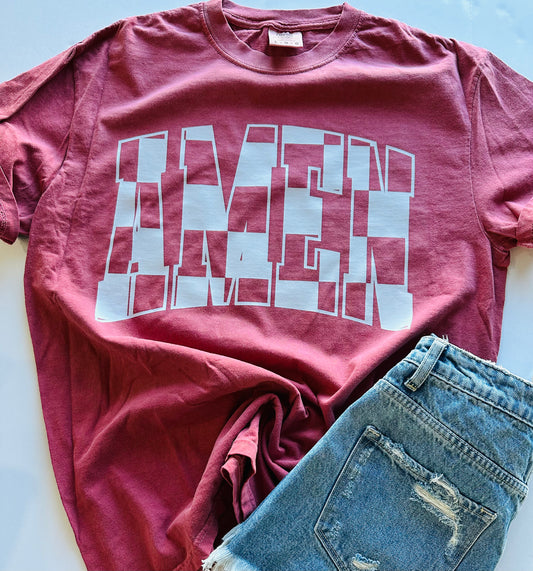Checkered Amen CC Brick Tee Large