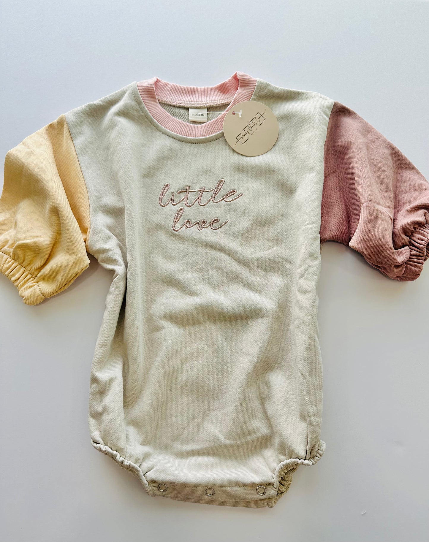 Pink Little Love Embroidered Colorblock Bubble 9/12M