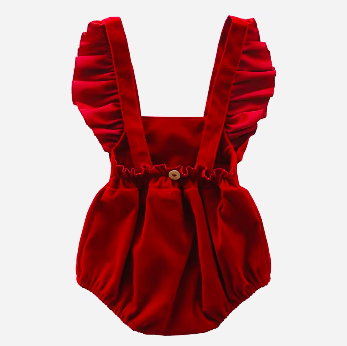 Red Velvet Ruffle Romper RTS