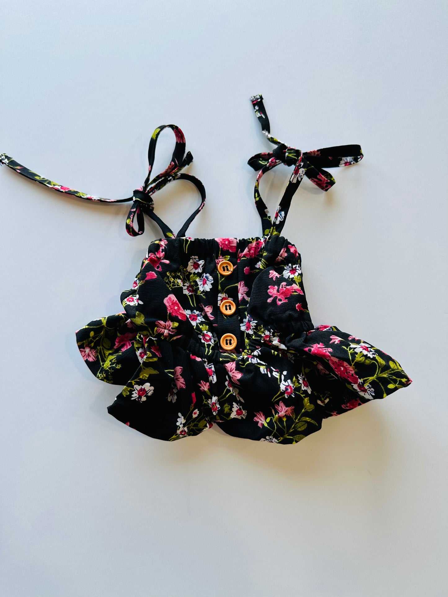 Black Flowy Floral Peplum Tank 0/3M