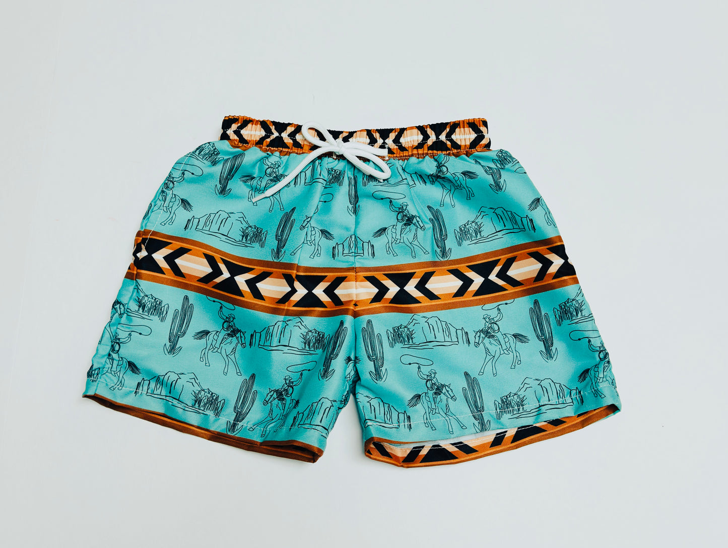 Wade Teal Old Western Swim Trunks