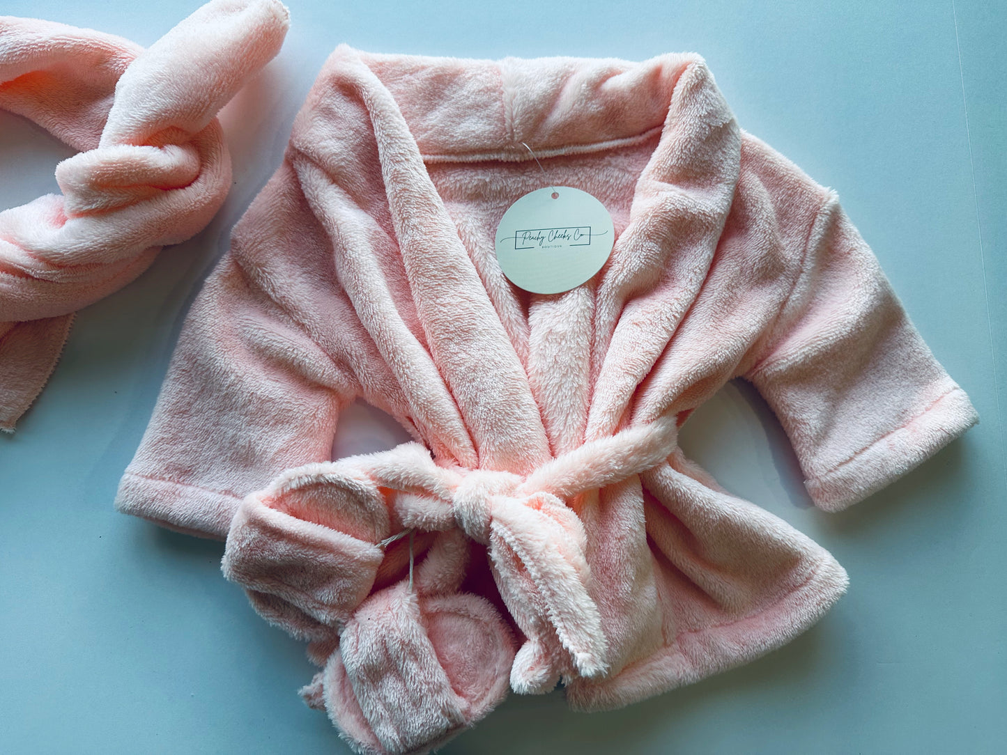 Plush Blush Robe + Slippers + Neck Towel 0/6M