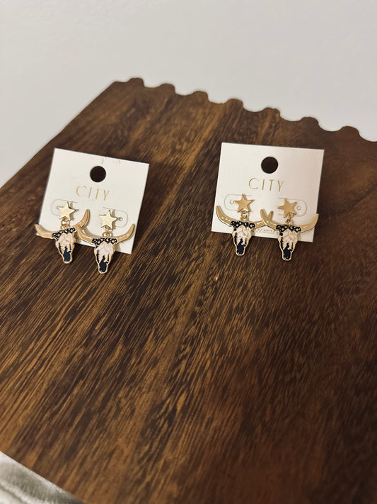 Western Longhorn Earrings RTS