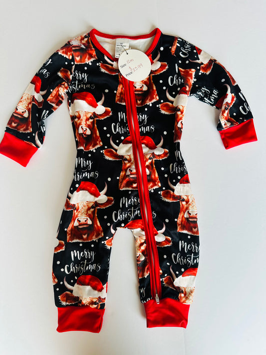 Christmas Cow Zippy Sleeper 12M