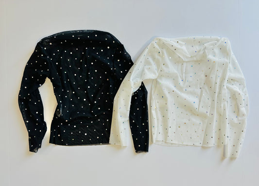 Girls Faux Rhinestone Mesh Layering Tops RTS