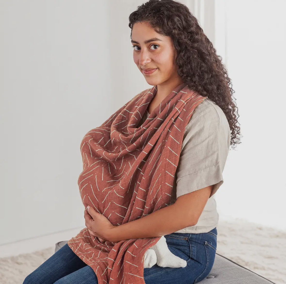 Itzy Ritzy Breastfeeding Boss / Swaddle - Rust Mudcloth