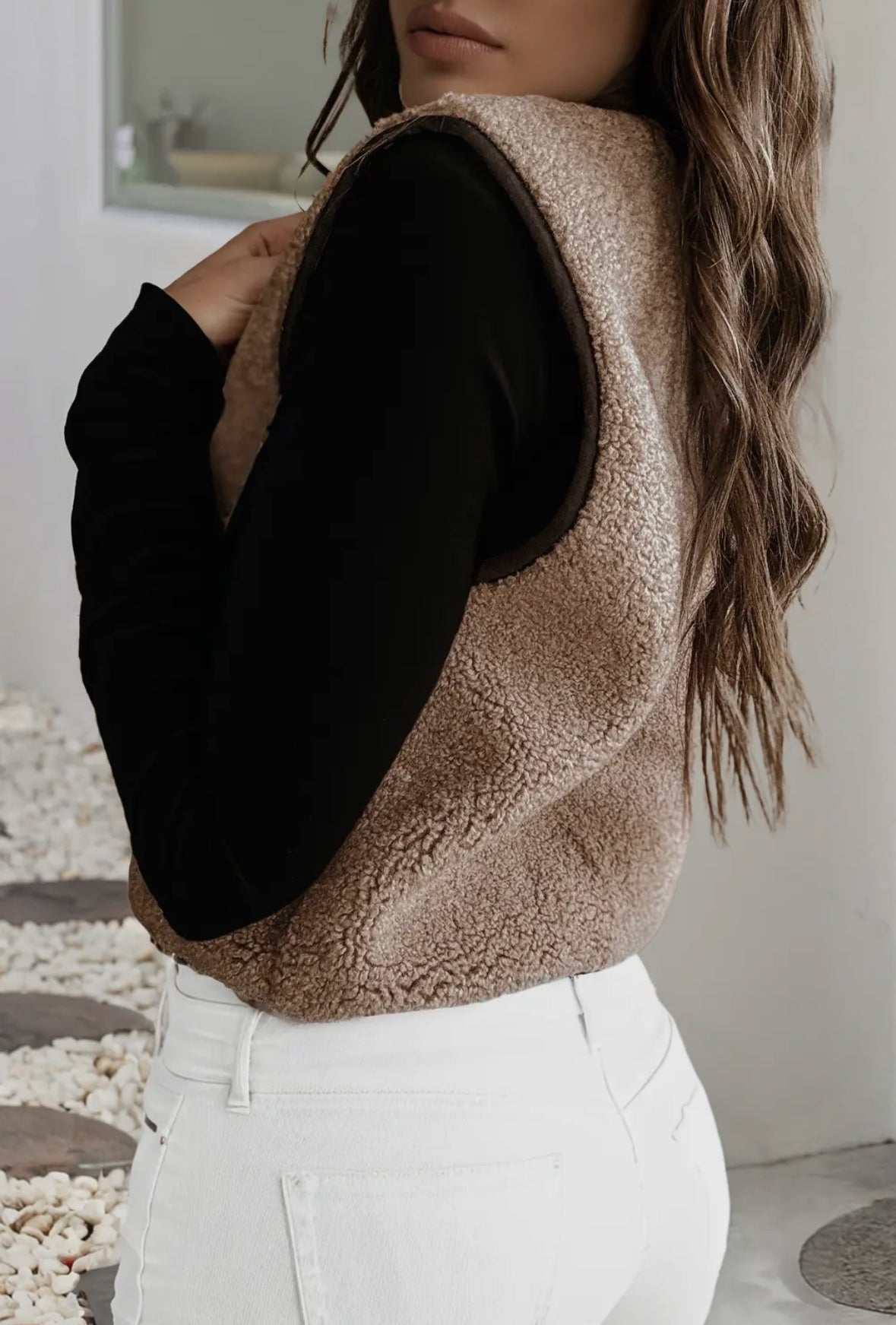 Flirting With Fall Sherpa Tie Front Vest RTS