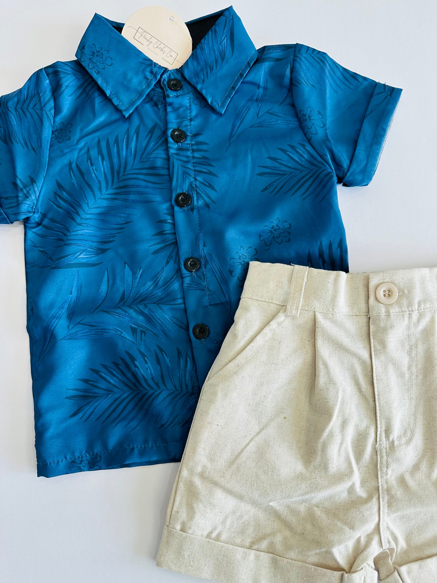 Blue Hawaiian + Khaki Short Set