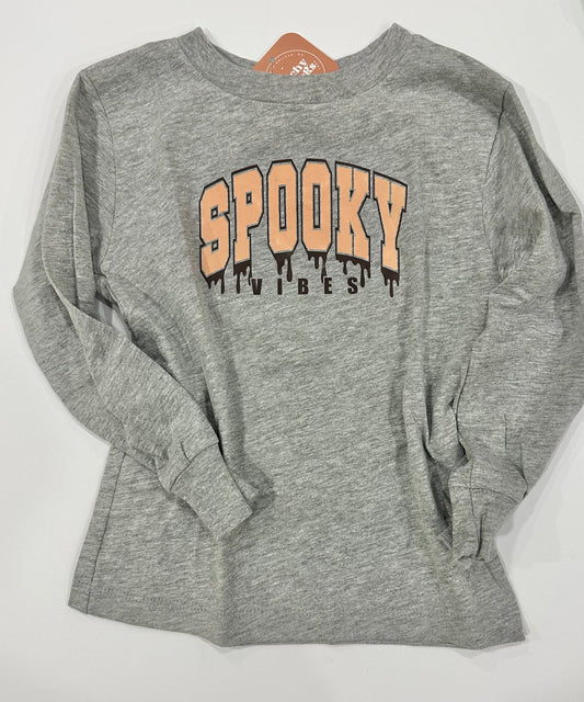 Spooky Vibes Heather Gray Long Sleeve Tee