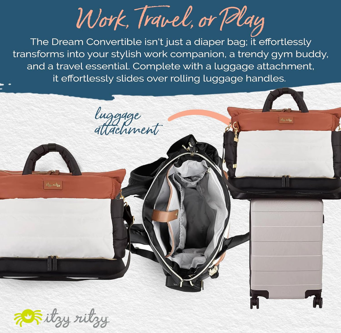 Itzy Ritzy Dream Convertible Coffee + Cream Diaper Bag