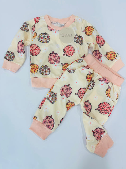 Floral Pink Pumpkin Set 6/12M