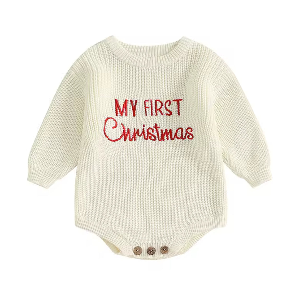 My First Christmas Embroidered Knitted Bubble